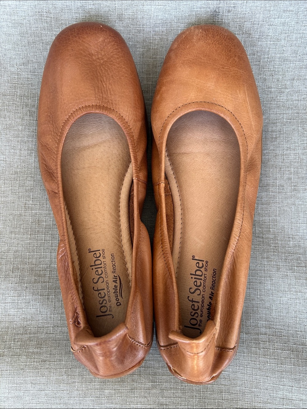 Josef Seibel Cognac Leather Slip-On Ballet Flats